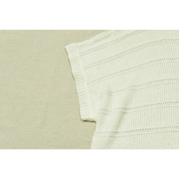 CHAPS Women's White Striped Short Sleeve Sweater Plus Size 2X Acrylic NEW - Picture 4 of 8